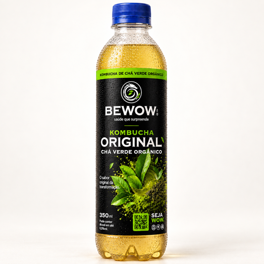 Garrafa de kombucha Bewow sabor Chá Verde Orgânico, 350 ml