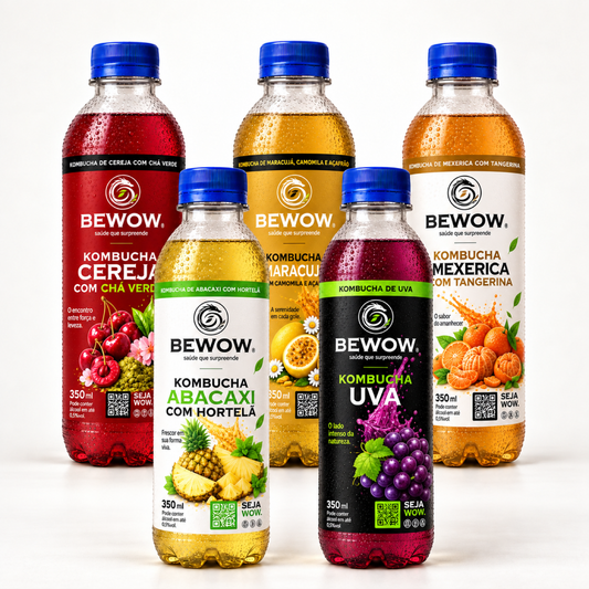 Kombucha Super Frutados - Caixa com 5 Sabores, Garrafas de 350 ml